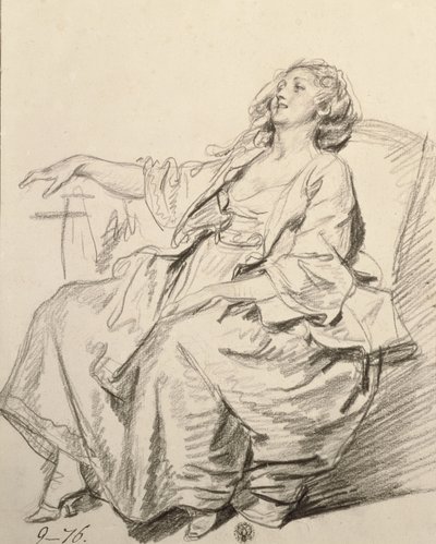 Young Woman Sitting in an Armchair by Jean Baptiste Greuze